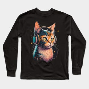 Cat with Headphones Long Sleeve T-Shirt